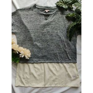 Juicy Couture T-Shirt Blouse Top Women's SZ Large Cap Sleeve Grey Sequin Peplum